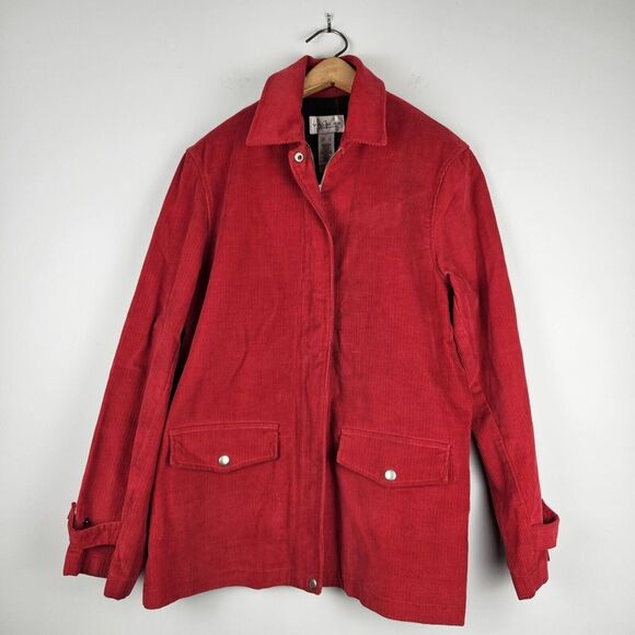 Vintage Villager Liz Claiborne Women's Corduroy Jacket‎ Flannel Lined Small Red - Picture 1 of 8